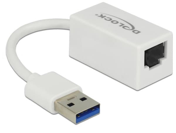 DeLOCK 65905, USB A-tyyppi, RJ-45, Valkoinen, 0,135 m, Toiminta/Seikkailu, Teho, Realtek RTL8153