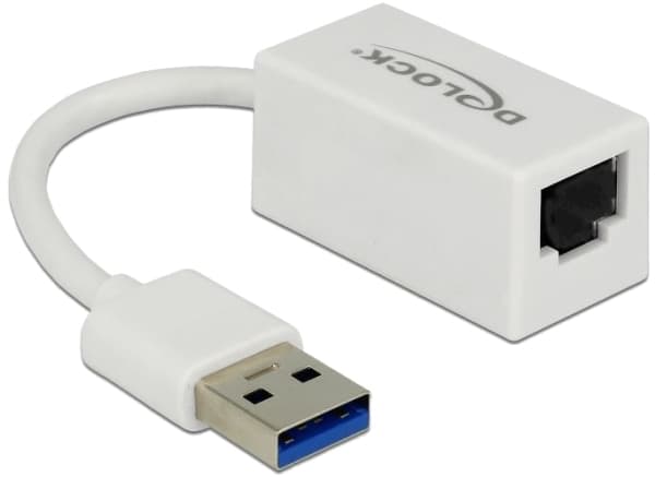 DeLOCK 65905, USB A-tyyppi, RJ-45, Valkoinen, 0,135 m, Toiminta/Seikkailu, Teho, Realtek RTL8153