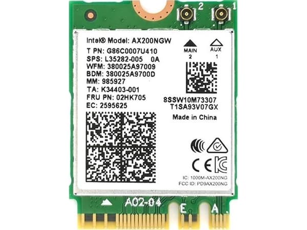 Intel Wi-Fi 6 AX200 (Gig+), Sisäinen, Langaton, PCI Express, WLAN, Wi-Fi 6 (802.11ax), 2400 Mbit/s
