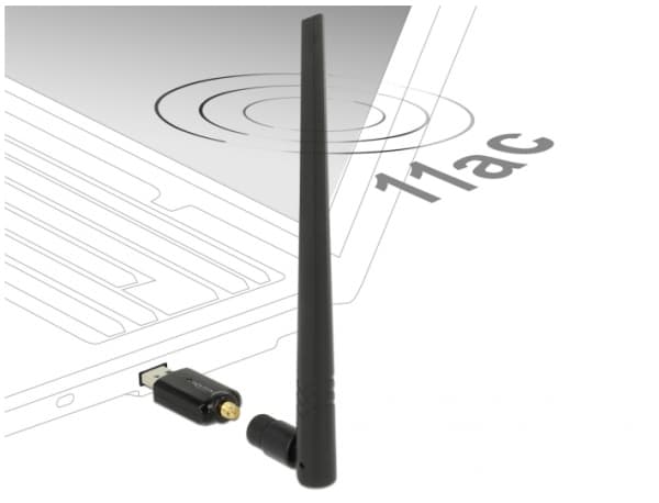 Delock USB 3.0 Dual Band WLAN ac/a/b/g/n Stick - Nettverksadapter - USB 3.0 - Wi-Fi 5 - svart