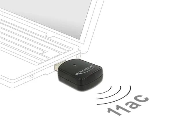 Delock Wireless LAN USB Mini Stick - Nettverksadapter - USB 3.0 - Wi-Fi 5 - svart