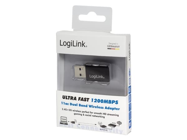 LogiLink WL0243, Trådlös, USB, WLAN, 1200 Mbit/s