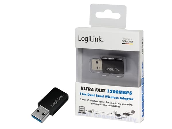 LogiLink WL0243, Trådlös, USB, WLAN, 1200 Mbit/s