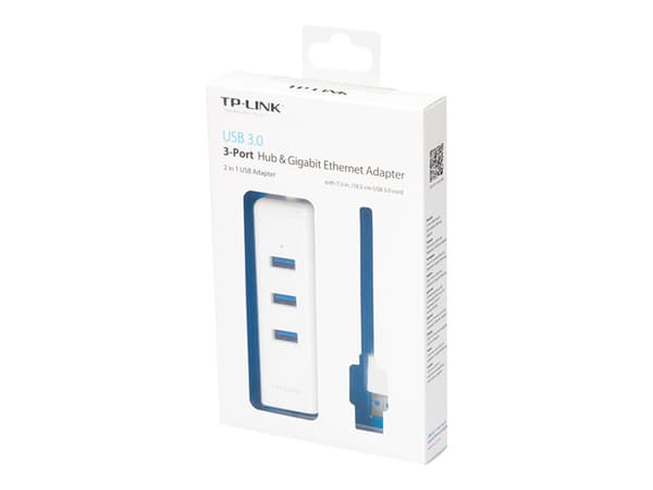 TP-Link UE330, Langallinen, USB 3.2 Gen 1 (3.1 Gen 1) Type-A, 10,100,1000 Mbit/s, Valkoinen, RJ-45, USB 3.2 Gen 1 (3.1 Gen 1) Type-A, USB