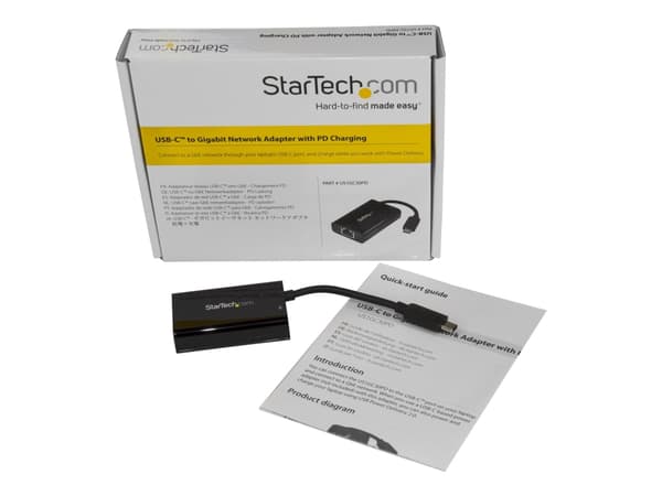 StarTech.com USB-C till Gigabit-nätverksadapter med PD-laddning - Nätverksadapter - USB-C - Gigabit Ethernet - svart