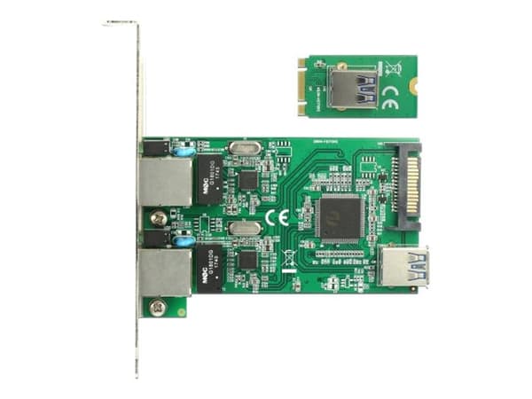 Delock Converter M.2 Key B+M male > 2 x Gigabit LAN - Low Profile Form Factor - Nätverksadapter - M.2 2242 låg profil - Gigabit Ethernet x 2