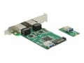 Miniatyrbild 4 av 5: Delock Converter M.2 Key B+M male > 2 x Gigabit LAN - Low Profile Form Factor - Nätverksadapter - M.2 2242 låg profil - Gigabit Ethernet x 2