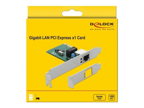 Delock PCI Express Card > 1 x Gigabit LAN - Nätverksadapter - PCIe 1.1 låg profil - Gigabit Ethernet