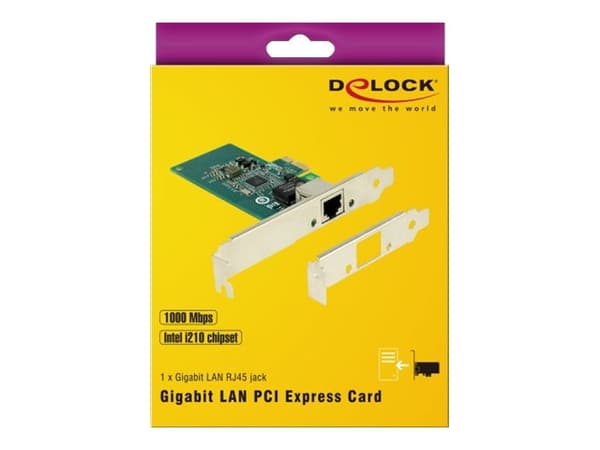 Delock PCI Express Card > 1 x Gigabit LAN - Nätverksadapter - PCIe 2.1 låg profil - Gigabit Ethernet