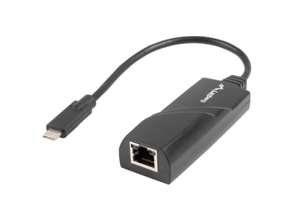 Lanberg NC-1000-02 - Nätverksadapter - USB-C 3.1 - Gigabit Ethernet - svart