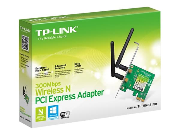 TP-Link TL-WN881ND - Nettverksadapter - PCIe 2.0 - 802.11b/g/n Grønn