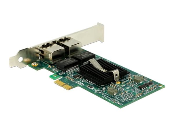 DeLock PCI Express-kort > 2 x Gigabit LAN - Nettverksadapter - PCIe 2.0 lavprofil - Gigabit Ethernet x 2