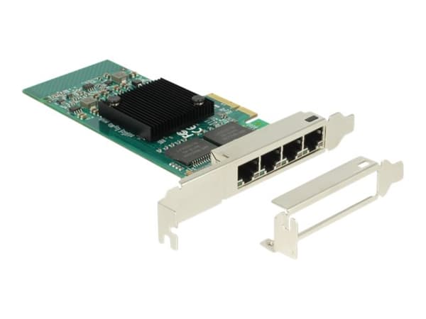 Delock PCI Express Card > 4 x Gigabit LAN - Nätverksadapter - PCIe 2.1 x4 låg profil - Gigabit Ethernet x 4