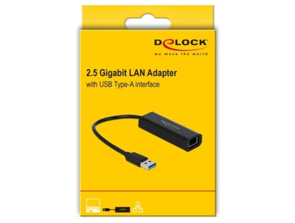 Delock - Verkkosovitin - USB 3.1 Gen 1 - 100M/1G/2.5G Gigabit Ethernet - musta