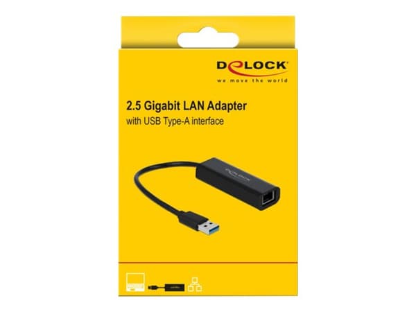 Delock - Verkkosovitin - USB 3.1 Gen 1 - 100M/1G/2.5G Gigabit Ethernet - musta