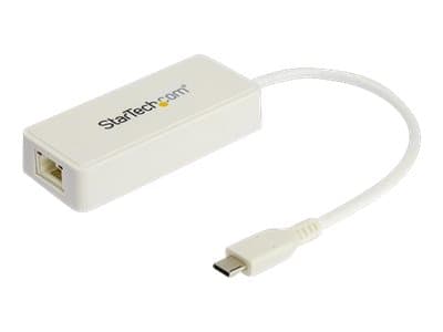 StarTech.com USB-C Ethernet-adapter med extra USB 3.0-port - vit - Nätverksadapter - USB-C - Gigabit Ethernet + USB 3.1 Gen 2 - vit Vit