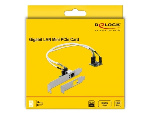 Delock Mini PCIe I/O PCIe half size 1 x Gigabit LAN Low Profile - Nätverksadapter - PCIe Half Mini Card - Gigabit Ethernet x 1