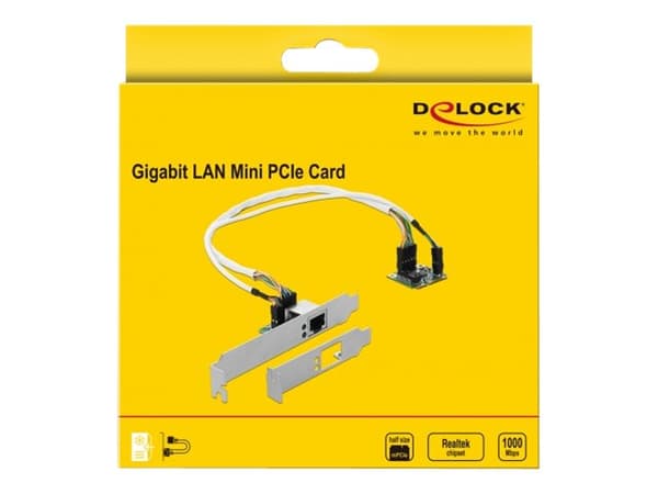 Delock Mini PCIe I/O PCIe half size 1 x Gigabit LAN Low Profile - Nätverksadapter - PCIe Half Mini Card - Gigabit Ethernet x 1