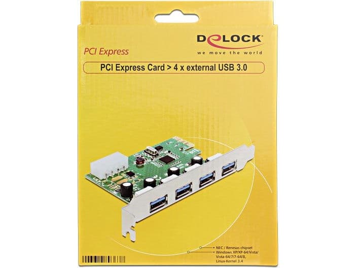 DeLock PCI Express Card > 4 x external USB 3.0 - USB-adapter - PCIe 2.0 - USB 3.0 x 4