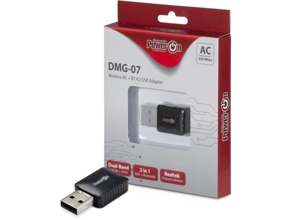 Inter-Tech DMG-07 - Nettverksadapter - USB 2.0 - Wi-Fi 5, Bluetooth 4.2