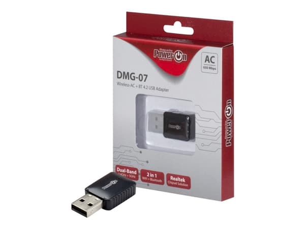 Inter-Tech DMG-07 - Nettverksadapter - USB 2.0 - Wi-Fi 5, Bluetooth 4.2