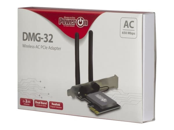 Inter-Tech DMG-32 - Nettverksadapter - PCIe - Wi-Fi 5 Sort, Sølv