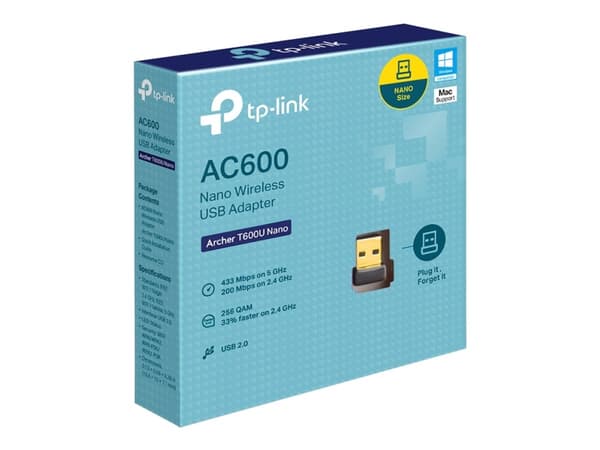 TP-Link Archer T600U Nano - Nettverksadapter - USB 2.0 - Wi-Fi 5 Sort