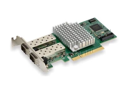 Supermicro AOC-STGF-I2S - Nätverksadapter - PCIe x8 låg profil - 10 Gigabit SFP+ x 2 Svart, Grön, Grå