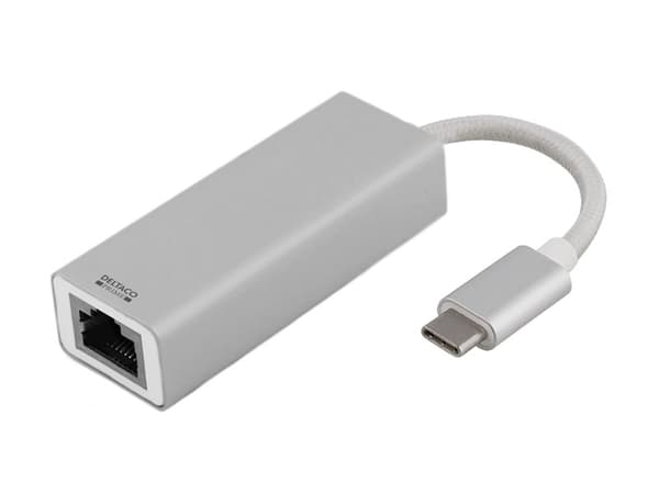 DELTACO PRIME USBC-1077 - Nettverksadapter - USB-C 3.1 - Gigabit Ethernet - aluminium