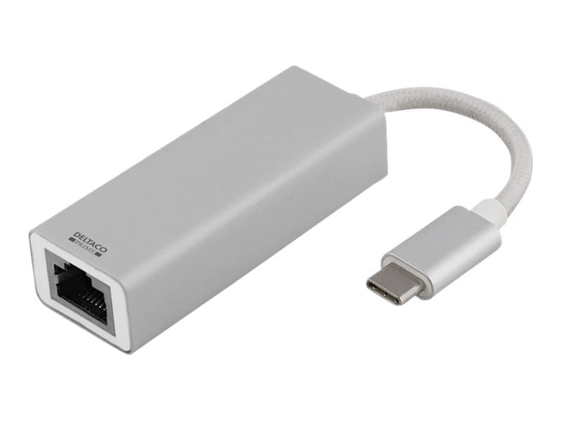DELTACO PRIME USBC-1077 - Nätverksadapter - USB-C 3.1 - Gigabit Ethernet - aluminium