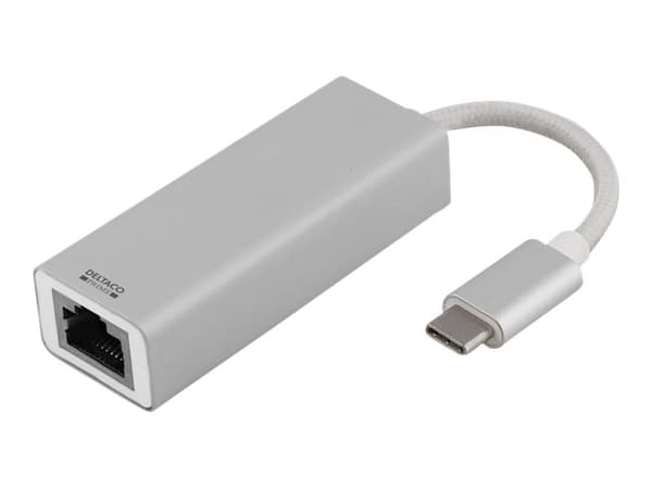 DELTACO PRIME USBC-1077 - Nettverksadapter - USB-C 3.1 - Gigabit Ethernet - aluminium
