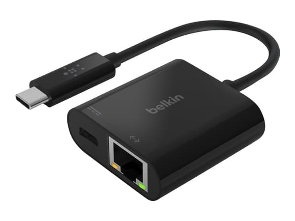 Belkin - Ethernet- og ladeadapter - USB-C - Gigabit Ethernet x 1 + USB-C (bare strøm) x 1