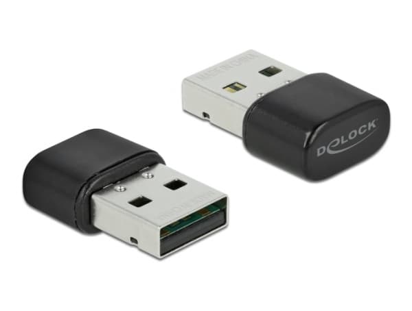 Delock Bluetooth 4.2 and Dualband WLAN ac/a/b/g/n 433 Mbps USB Adapter - Nätverksadapter - USB 2.0 - Wi-Fi 5, Bluetooth 4.2 - svart