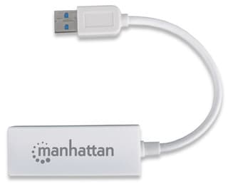 Manhattan 506847, Koblet med ledninger (ikke trådløs), USB, Ethernet, 1000 Mbit/s, Hvit