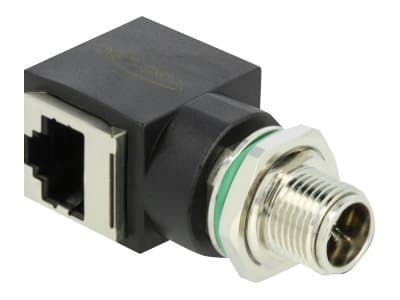 Delock - Nettverksadapter - 8-pins M12 (hann) til RJ-45 (hunn) - CAT 6a - svart Sort