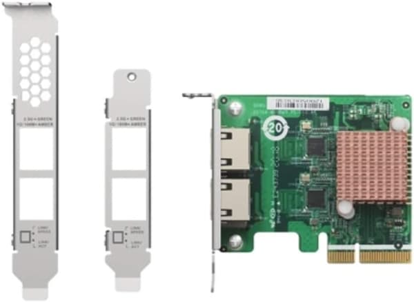 QNAP QXG-2G2T-I225 - Nettverksadapter - PCIe 2.0 x2 lav profil - 2.5GBase-T x 2 - for QNAP QGD-1600, TS-1232, 1253, 251, 253, 432, 453, 653, 832, 853