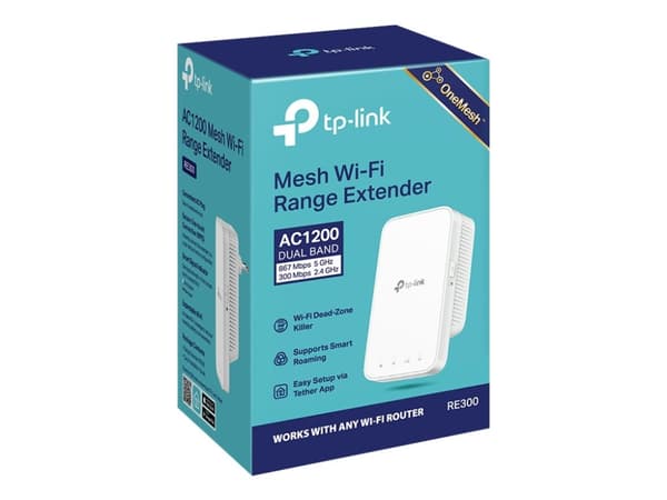 TP-Link RE300 - Rekkeviddeutvider for Wi-Fi - Wi-Fi 5 - 2.4 GHz, 5 GHz