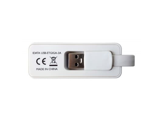 Techly IDATA USB-ETGIGA-3A, Langallinen, USB, Ethernet, 5000 Mbit/s, Valkoinen