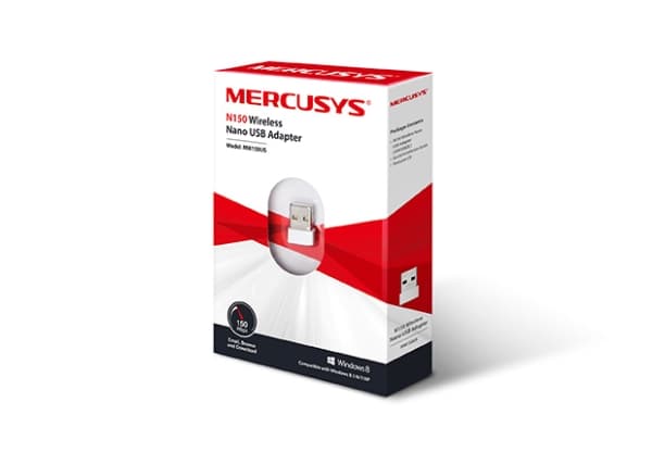 Mercusys MW150US, Trådlös, USB, USB, Wi-Fi 4 (802.11n), 150 Mbit/s, Vit