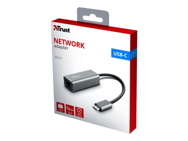 Trust Dalyx - Nettverksadapter - USB-C 3.1 Gen 1 - 1GbE - 1000Base-T Grå