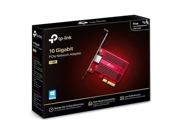 TP-Link TX401, Sisäinen, Langallinen, PCI Express, Ethernet, 10000 Mbit/s, Punainen
