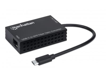 Manhattan 153508, Koblet med ledninger (ikke trådløs), USB Type-C, Fiber, 1000 Mbit/s, Sort Sort