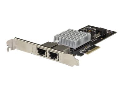 StarTech.com PCIe 10GBase-T / NBASE-T Ethernet nätverkskort med 2 portar - med Intel X550-chip - Nätverksadapter - PCIe 3.0 x4 låg profil - 10Gb Ethe Svart