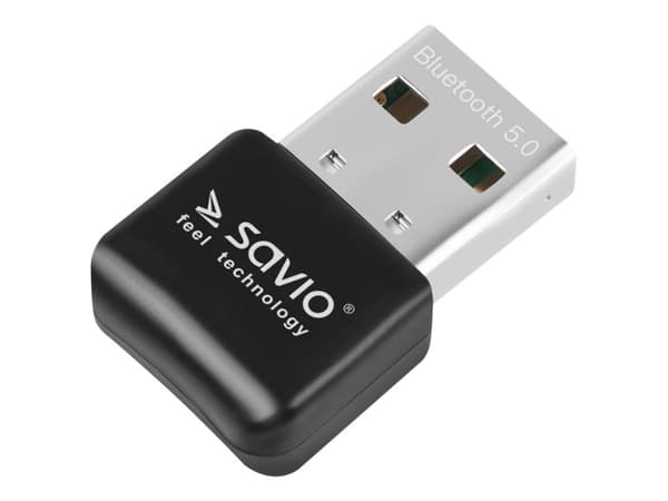 SAVIO BT-050 - Nätverksadapter - USB 2.0 - Bluetooth 5.0, Bluetooth 5.0 LE - svart