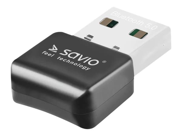 SAVIO BT-050 - Nätverksadapter - USB 2.0 - Bluetooth 5.0, Bluetooth 5.0 LE - svart Svart