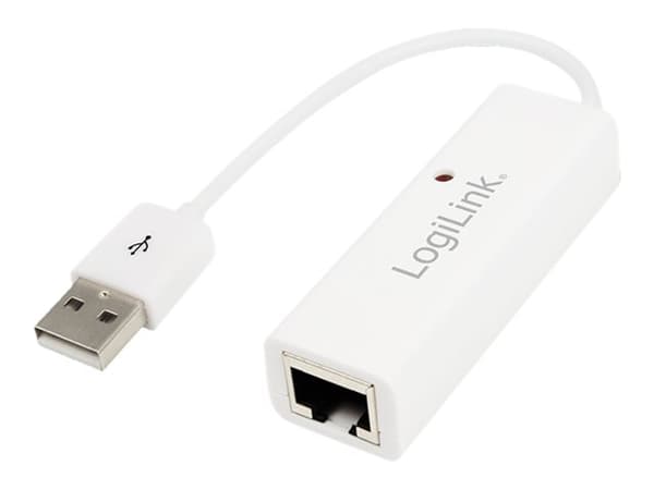 LogiLink Fast Ethernet USB 2.0 to RJ45 Adapter - Nätverksadapter - USB 2.0 - 10/100 Ethernet Vit