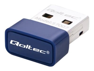 Qoltec 57007 - Nätverksadapter - USB 2.0 - 802.11b/g/n, Bluetooth 4.0 - svart