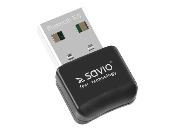 SAVIO BT-050 - Nettverksadapter - USB 2.0 - Bluetooth 5.0, Bluetooth 5.0 LE - svart