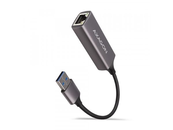 AXAGON ADE-TR, USB-A 3.2 Gen 1 - Gigabit Ethernet-kort, automatisk installasjon, titanovÄ› Å¡edÃ¡ Grå