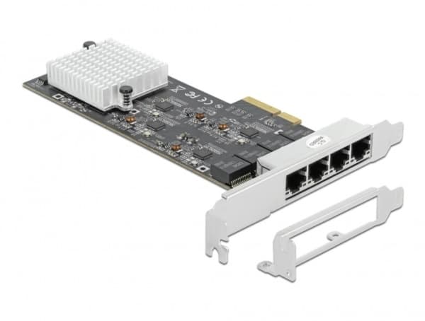 Delock - Nätverksadapter - PCIe 2.1 x4 - 10M/100M/1G/2.5 Gigabit Ethernet x 4